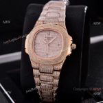 Swiss Quartz Patek Philippe Lady-Nautilus Iced Out Watches Sapphire Glass